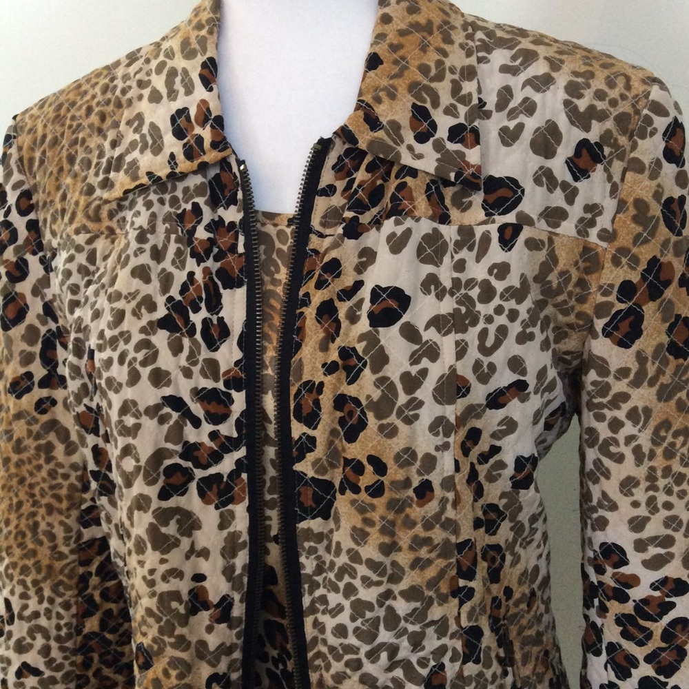 Cheetah Print Jacket & Cami Set Silk Quilted Sz S Dorman Mob Wife - Picture 9 of 10